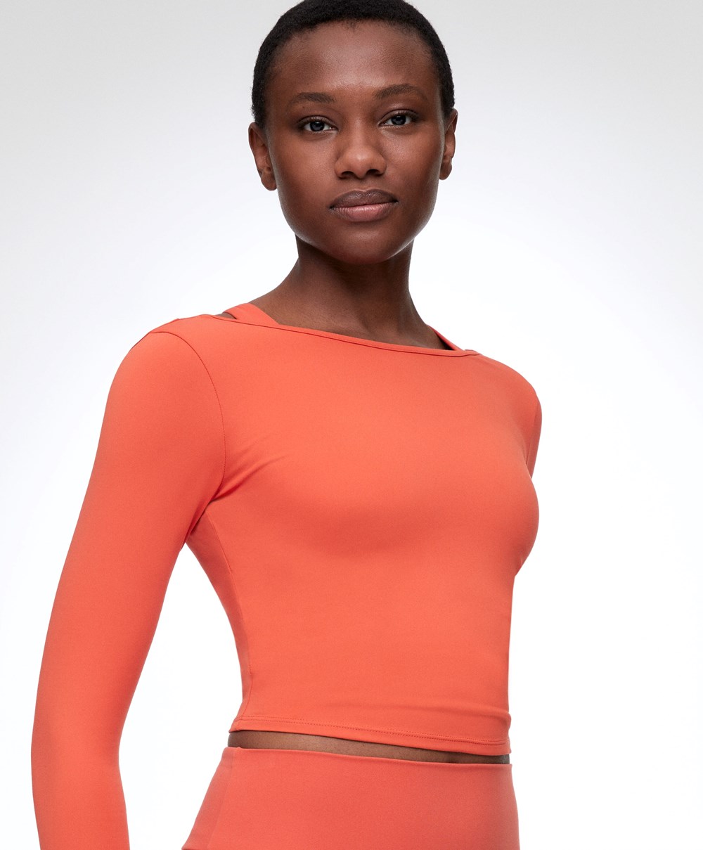 Orange Oysho Comfortlux Back Long-sleeved T-shirt | PQOW62358