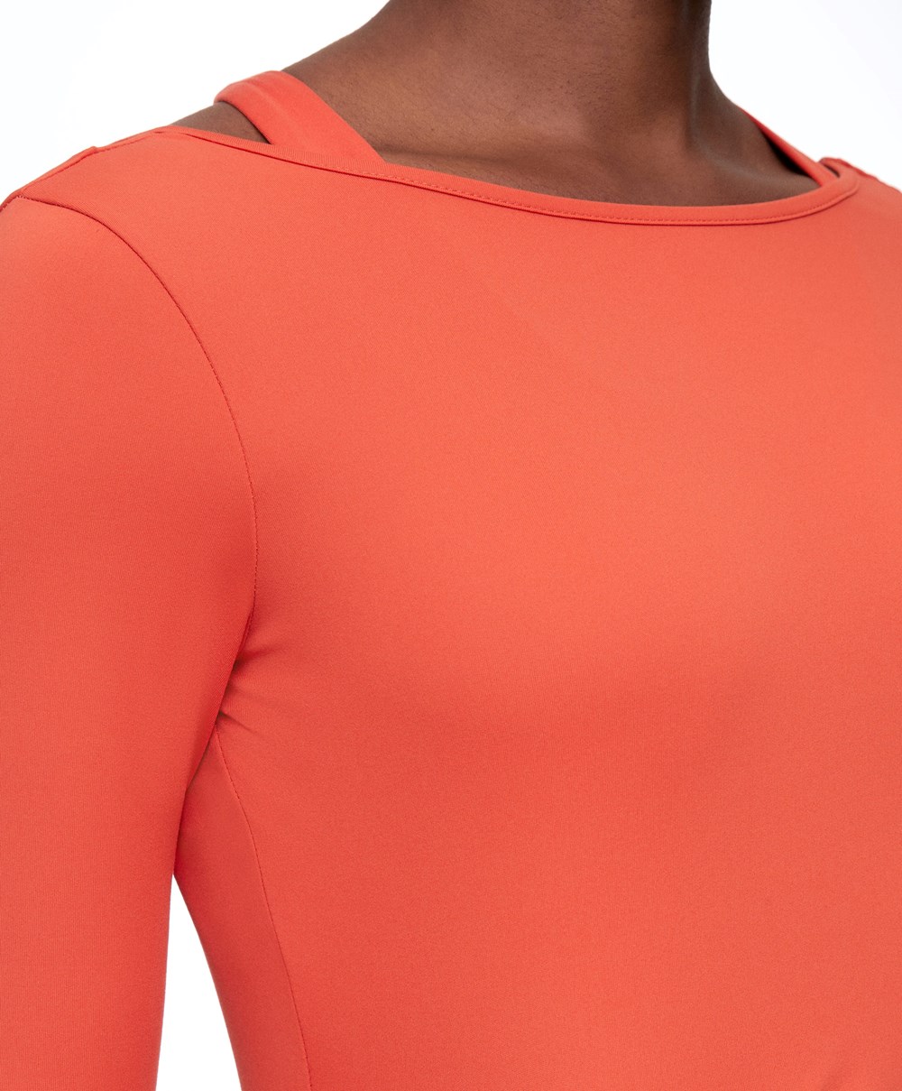 Orange Oysho Comfortlux Back Long-sleeved T-shirt | PQOW62358