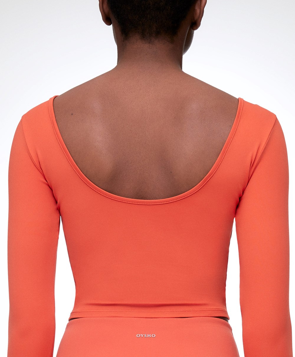 Orange Oysho Comfortlux Back Long-sleeved T-shirt | PQOW62358