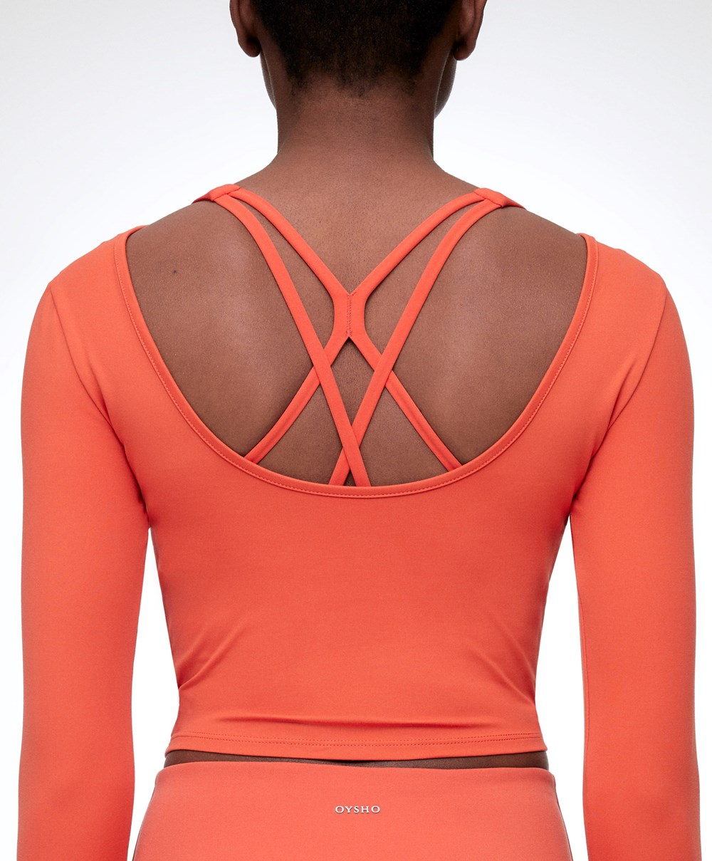 Orange Oysho Comfortlux Back Long-sleeved T-shirt | PQOW62358