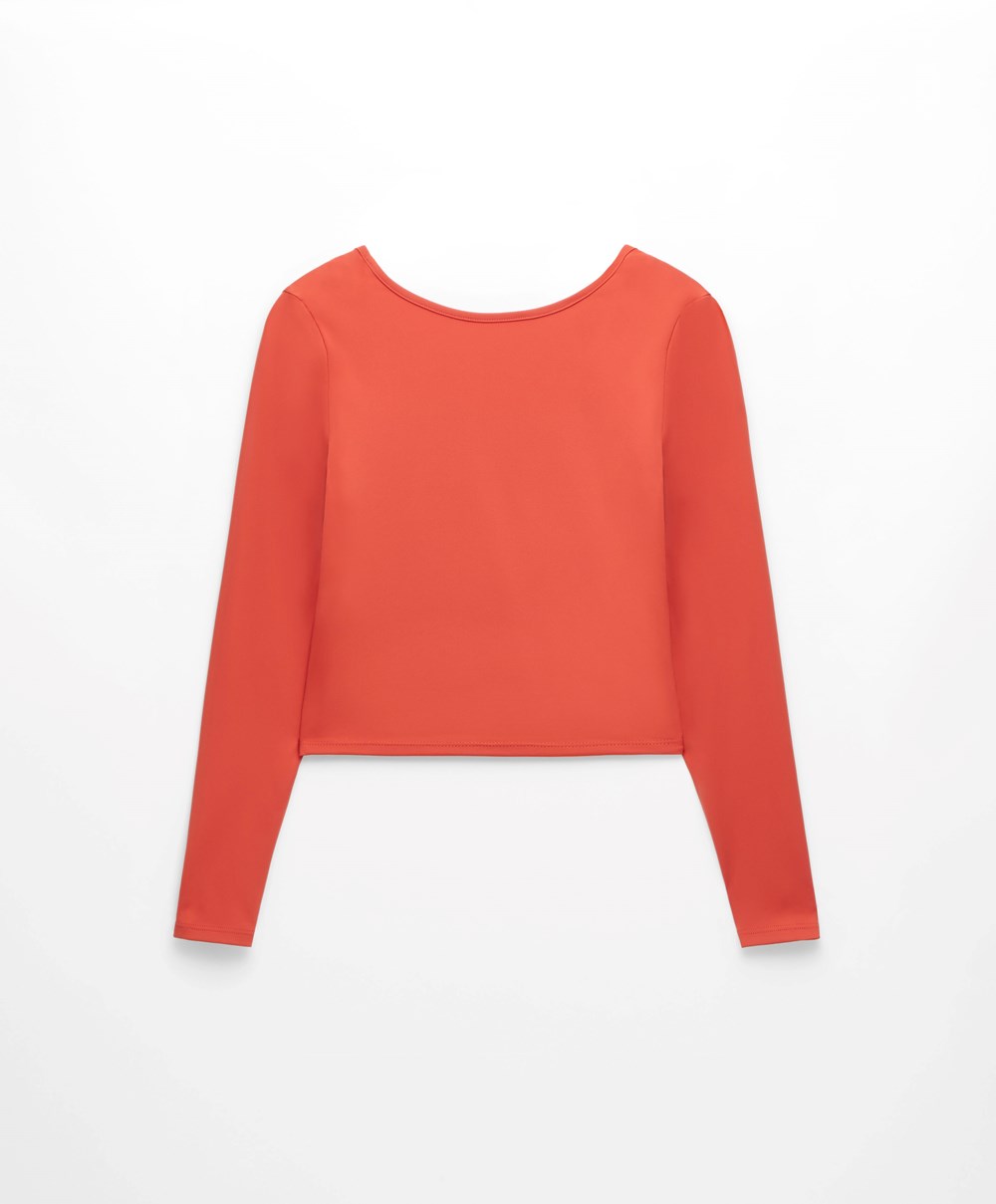 Orange Oysho Comfortlux Back Long-sleeved T-shirt | PQOW62358