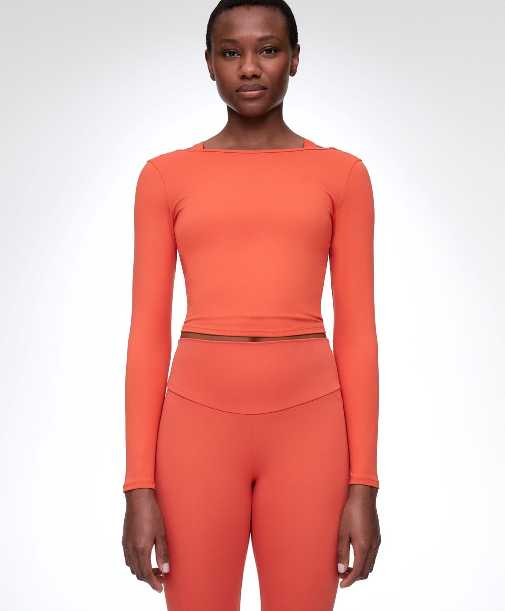 Orange Oysho Comfortlux Back Long-sleeved T-shirt | PQOW62358