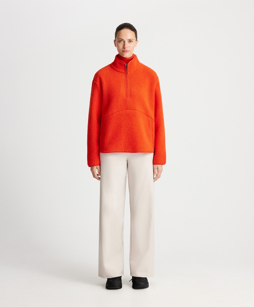 Orange Oysho Faux-shearling Sweatshirt | QAKB36945