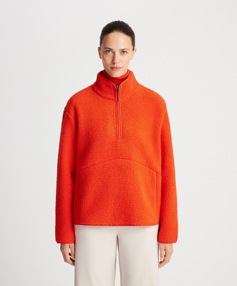 Orange Oysho Faux-shearling Sweatshirt | QAKB36945