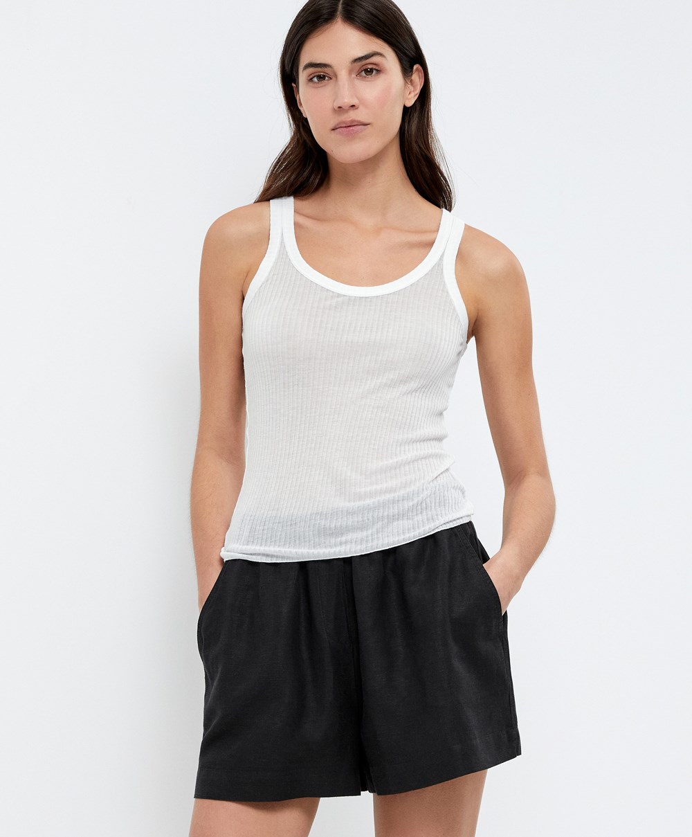 Pale Ecru Oysho Extra Fine Vest Top | WCHJ27361