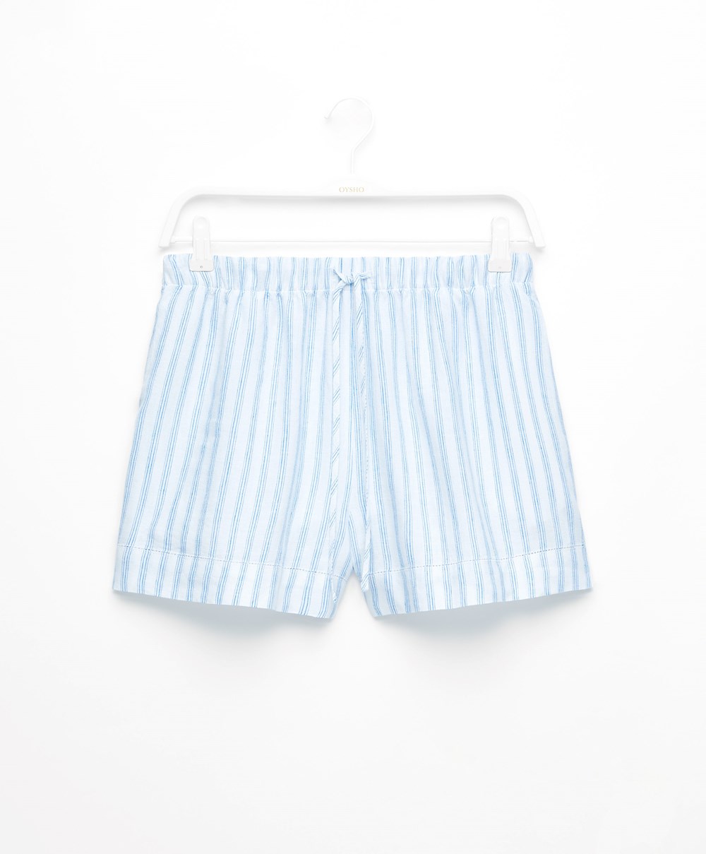 Pale Ecru Oysho Linen Shorts | CPGE82763