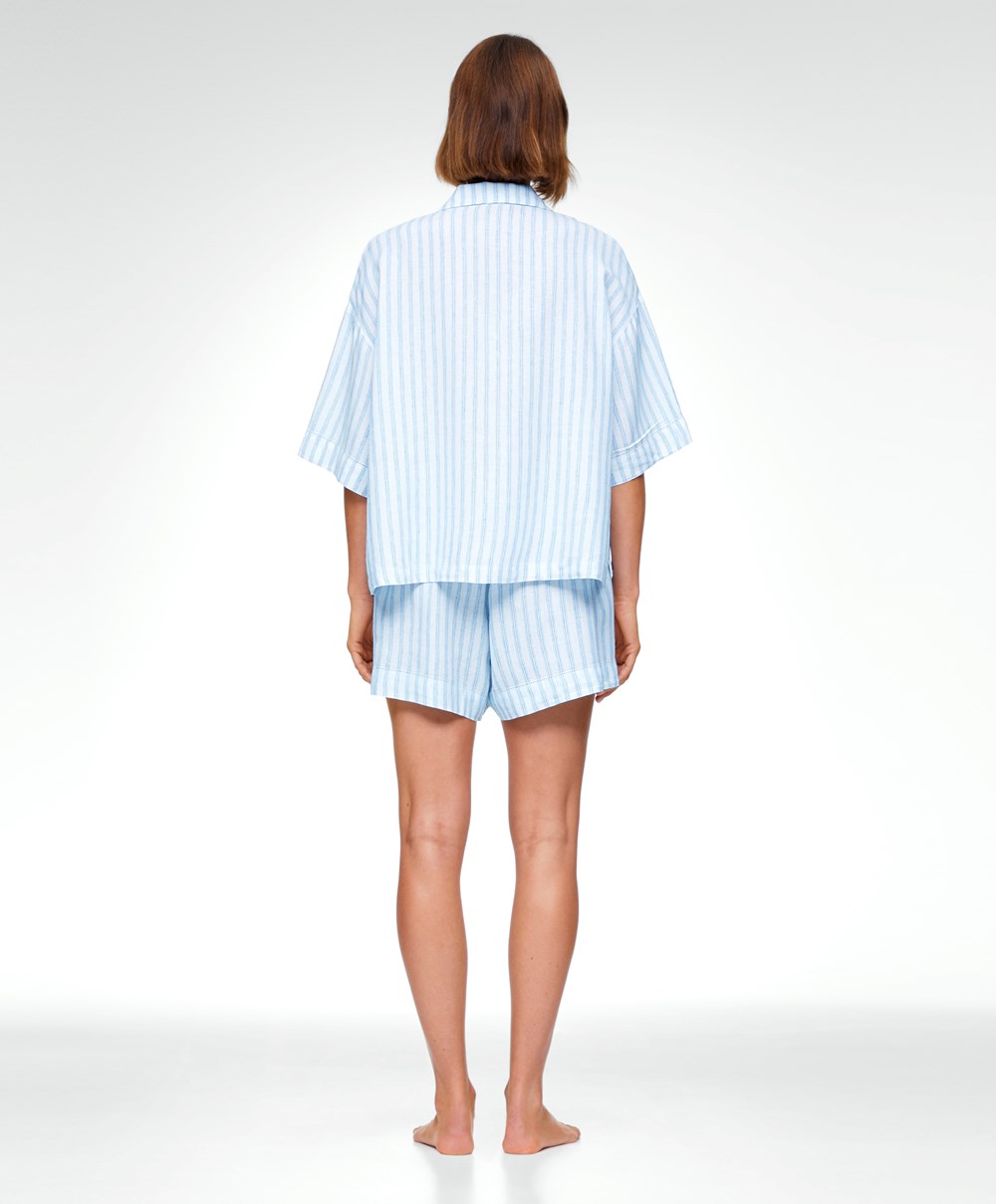 Pale Ecru Oysho Linen Shorts | JVFT20931