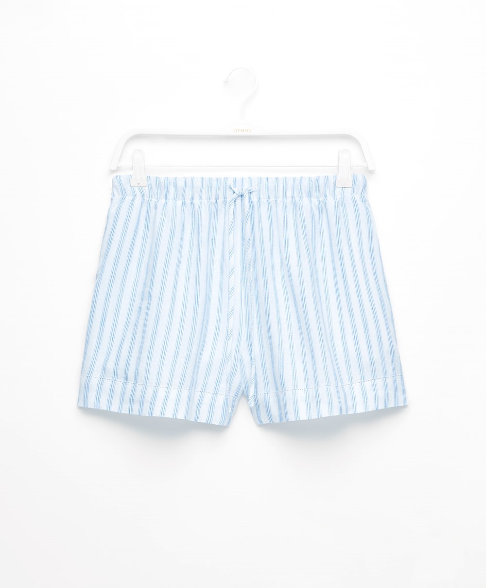 Pale Ecru Oysho Linen Shorts | JVFT20931