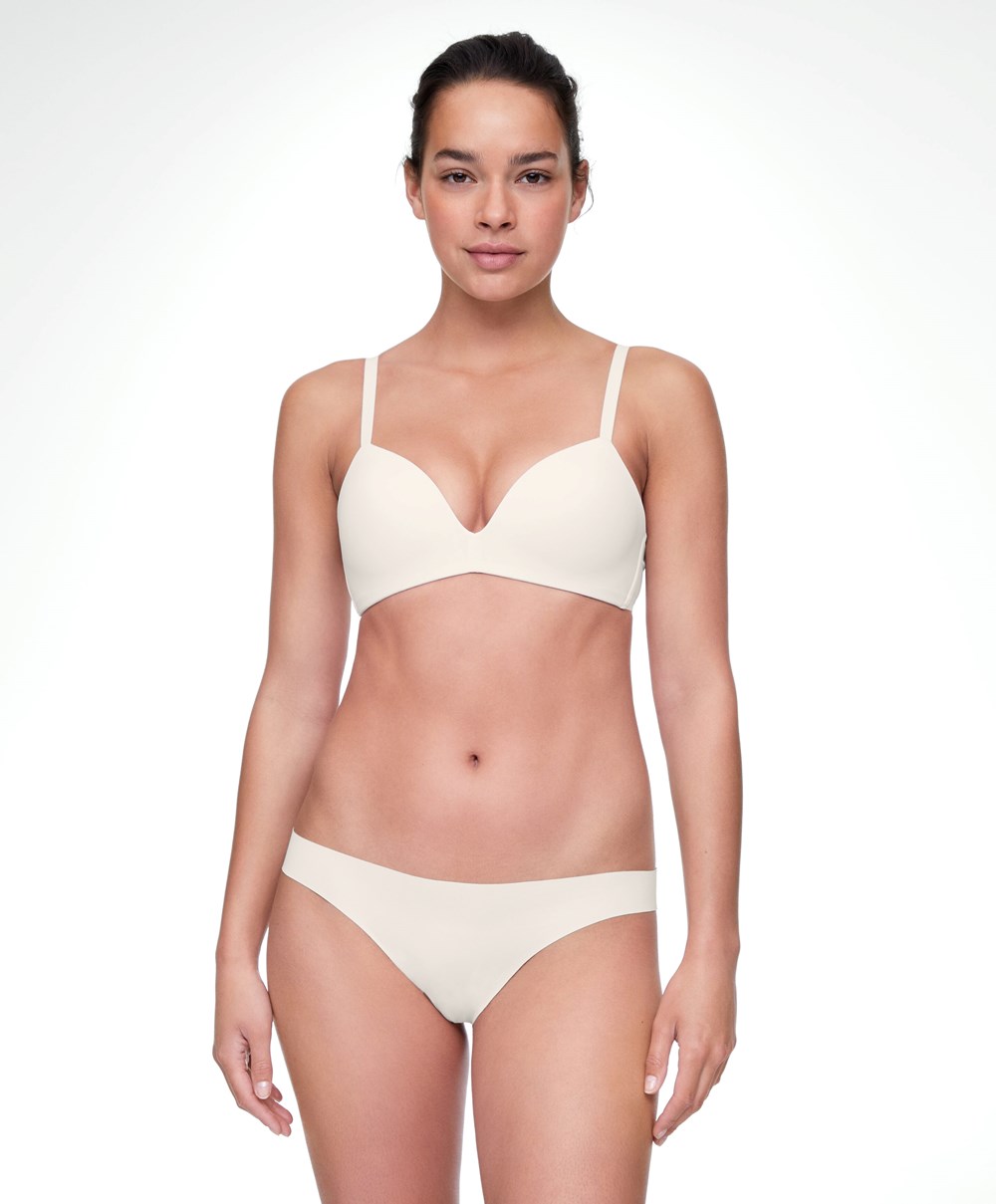 Pale Ecru Oysho Polyamide Push-up Triangle Bra | DBLG84739