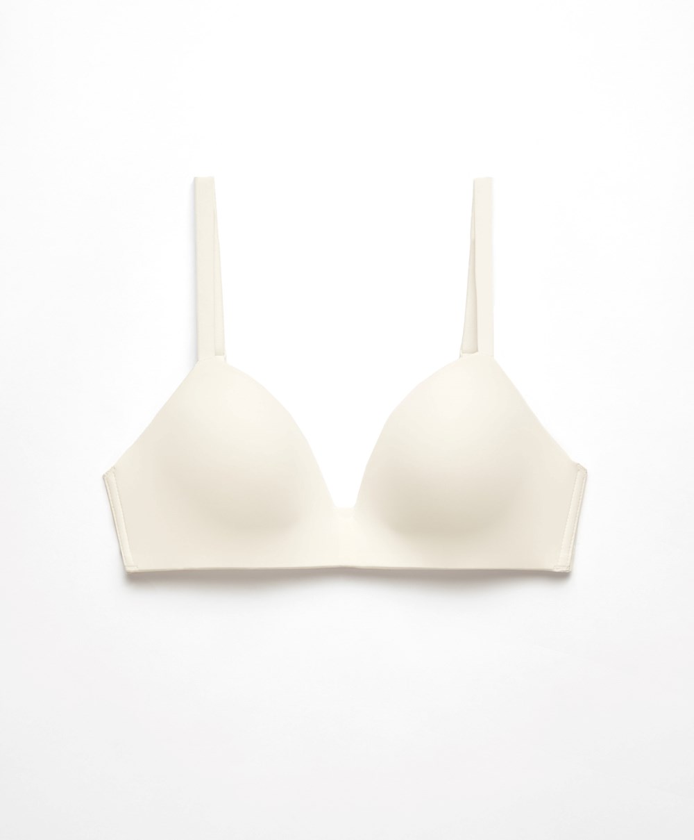 Pale Ecru Oysho Polyamide Push-up Triangle Bra | DBLG84739