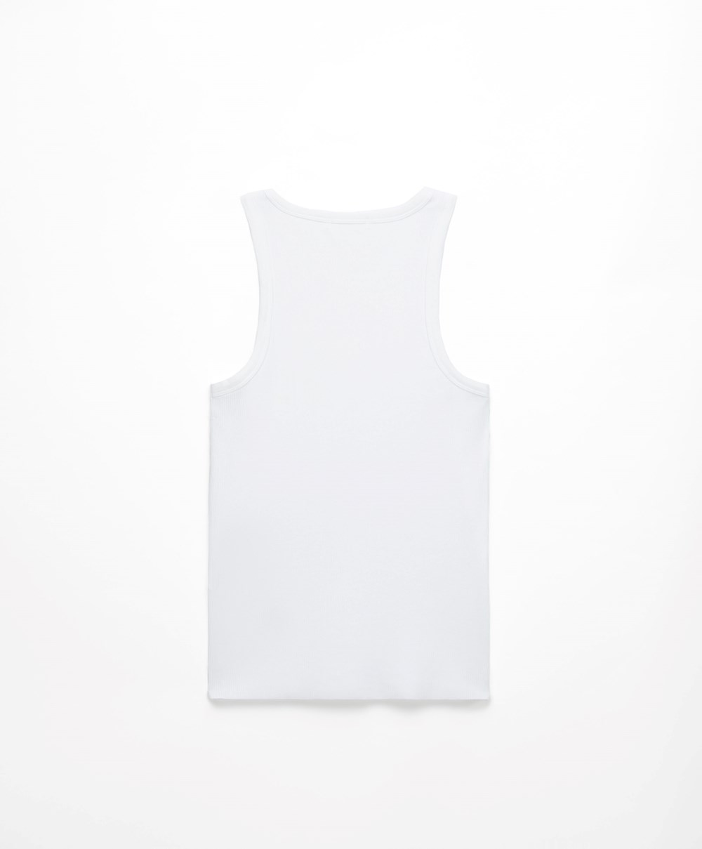 Pale Ecru Oysho Ribbed Vest Top | VHOD17432