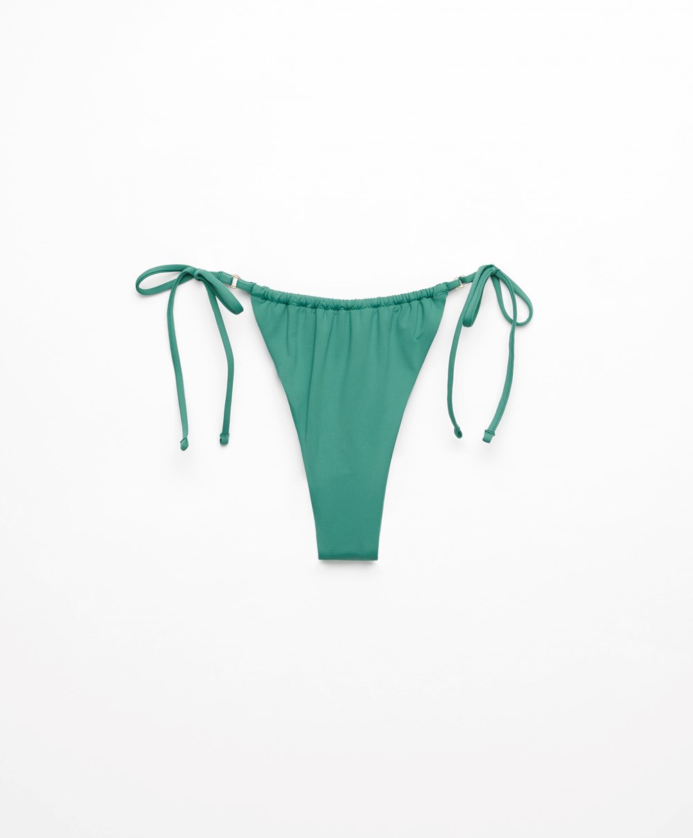 Pale Emerald Oysho Slim Tie Brazilian Bikini Briefs | AEBC12634