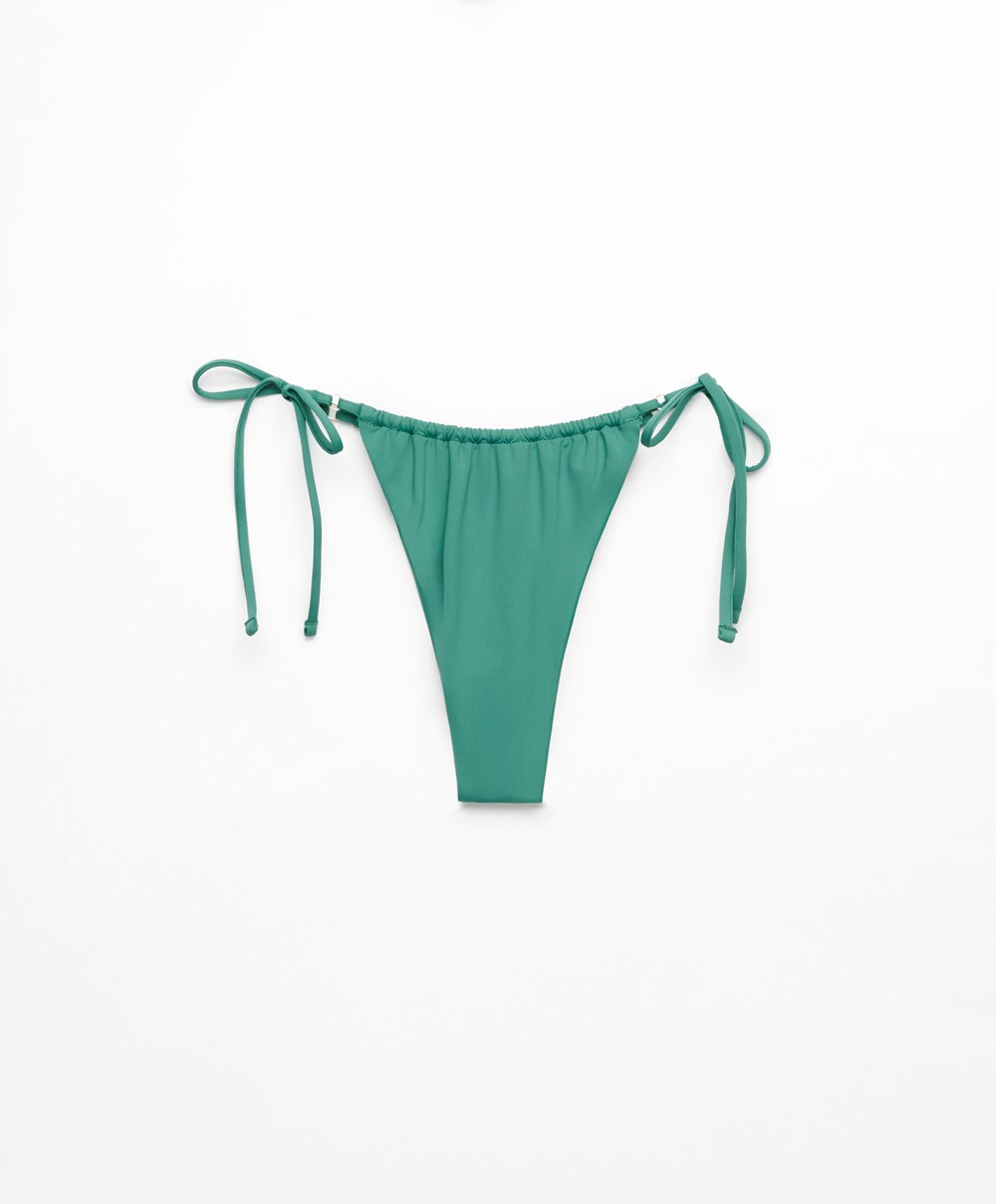 Pale Emerald Oysho Slim Tie Brazilian Bikini Briefs | AEBC12634