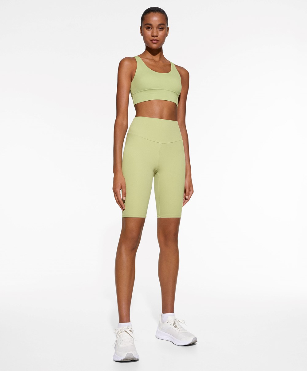 Pale Green Oysho Comfortlux High-rise 25cm Cycle Leggings | ALCK38401