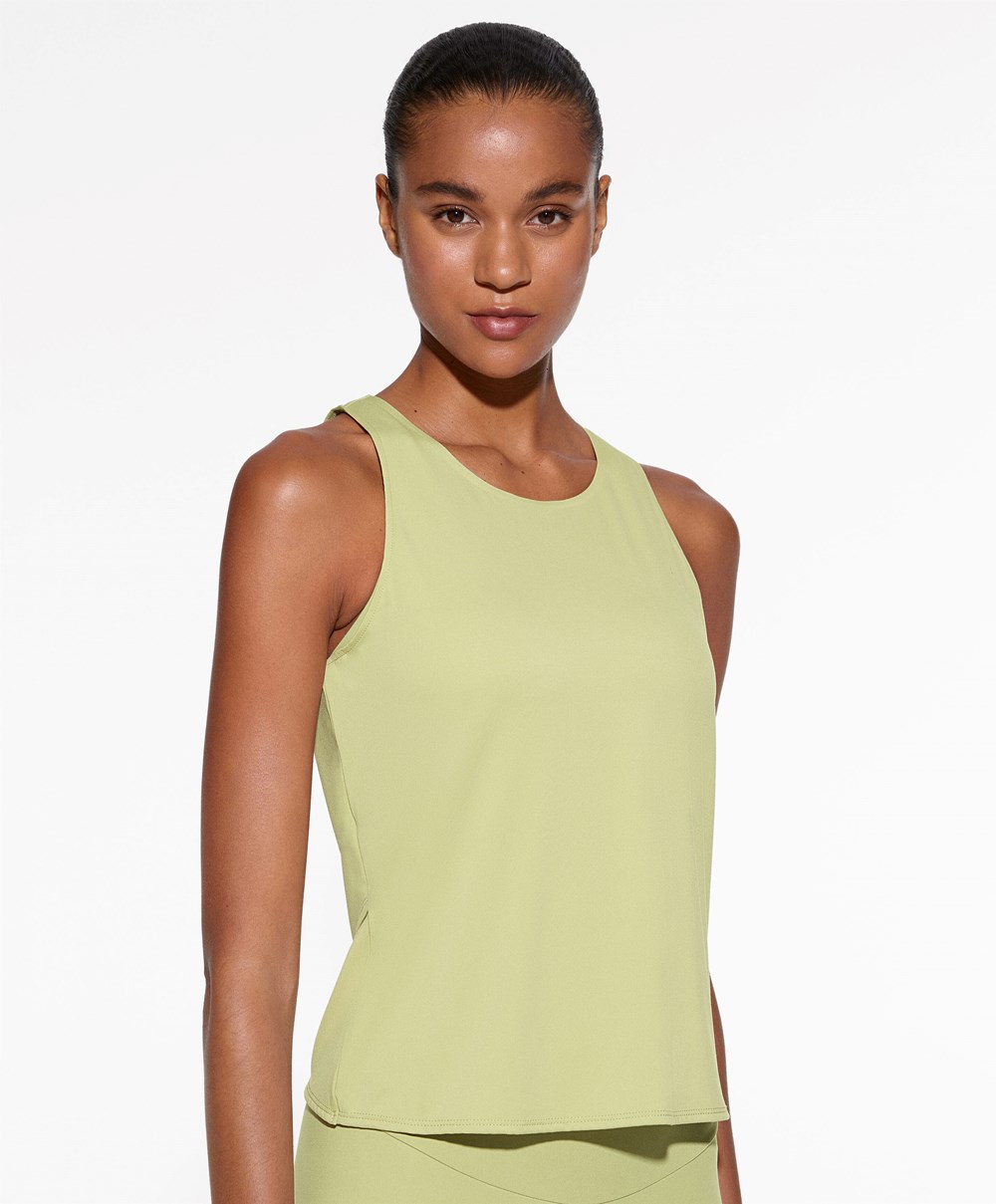 Pale Green Oysho Cross-back Comfortlux T-shirt | MHZN41567