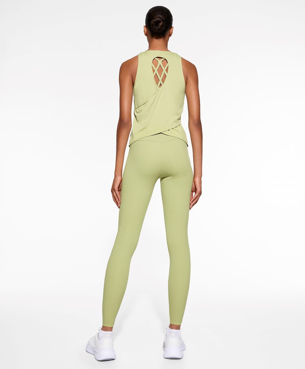 Pale Green Oysho Cross-back Comfortlux T-shirt | MHZN41567