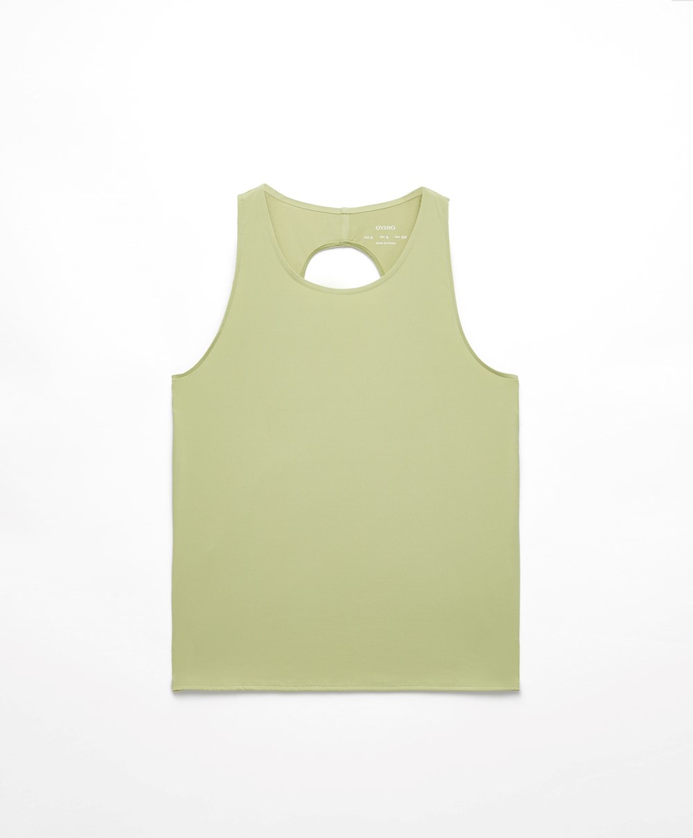 Pale Green Oysho Cross-back Comfortlux T-shirt | MHZN41567