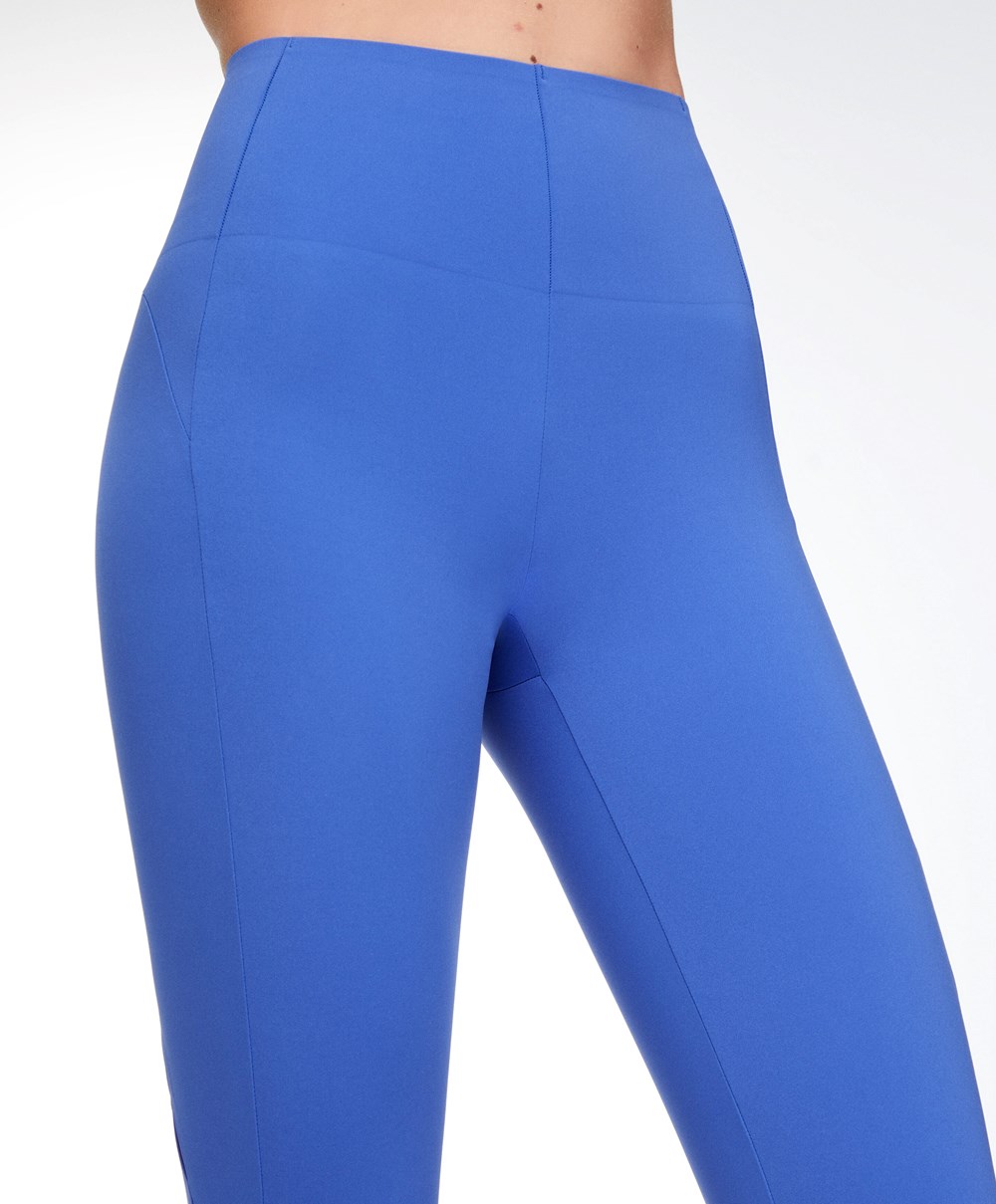 Prussian Blue Oysho 65cm Cut-out Compressive Ankle-length Leggings | QTMY04617