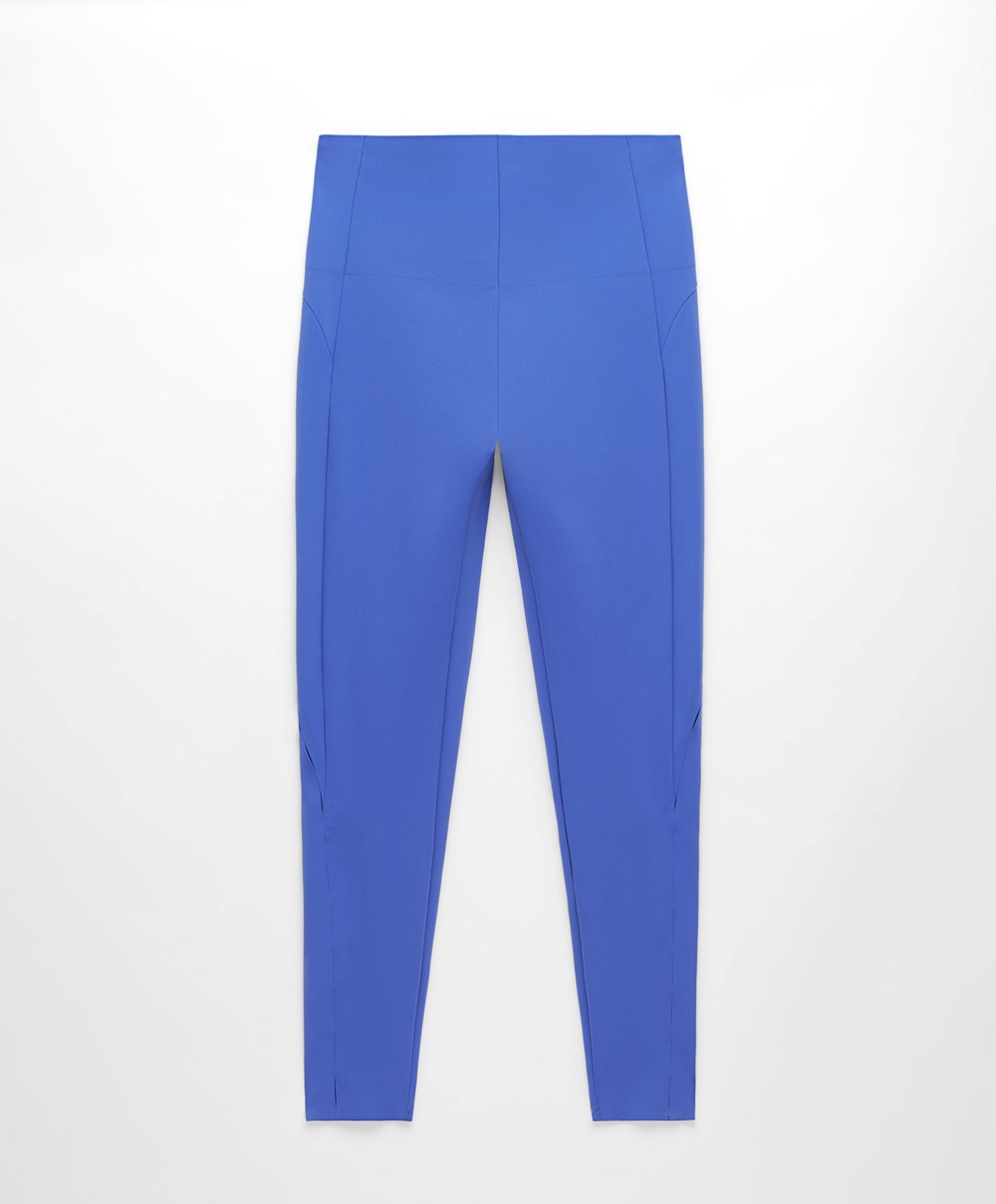 Prussian Blue Oysho 65cm Cut-out Compressive Ankle-length Leggings | QTMY04617