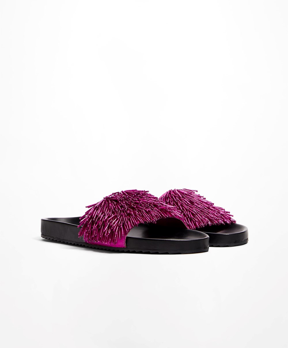 Purple Oysho Appliqué Slides | DLTP23706