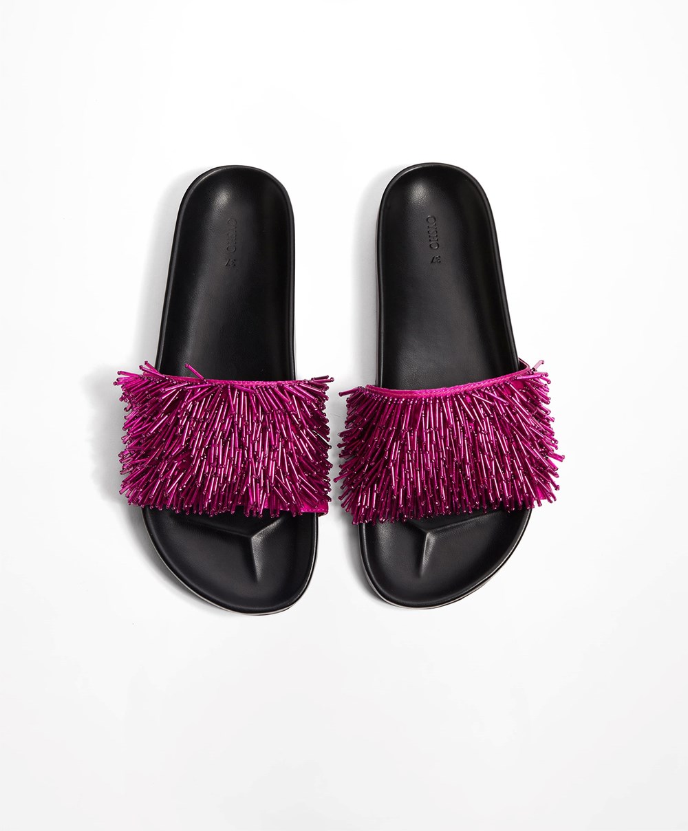 Purple Oysho Appliqué Slides | DLTP23706