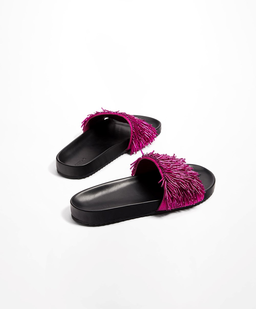 Purple Oysho Appliqué Slides | DLTP23706