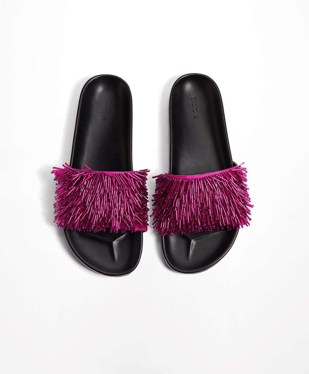 Purple Oysho Appliqué Slides | QSDT08927