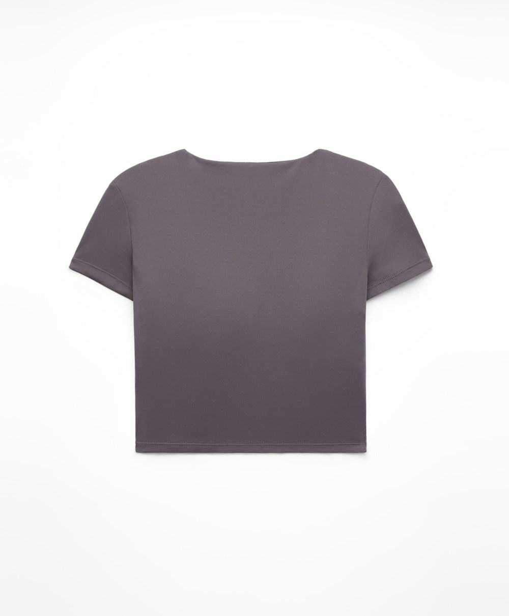 Purple-grey Oysho Comfortlux Short-sleeved T-shirt With Cups | IMOW83590