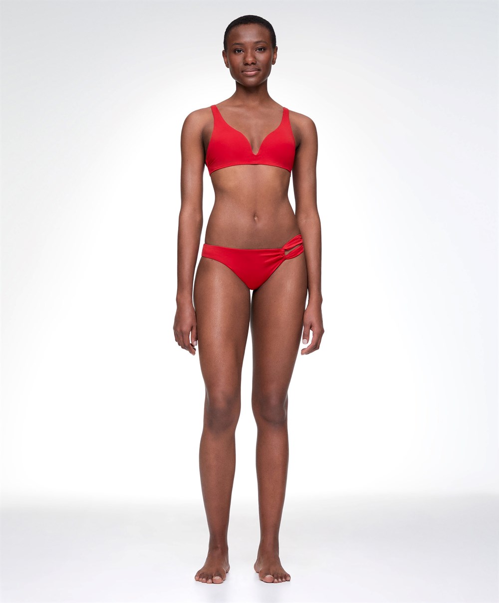 Red Oysho Brazilian Bikini Bottoms | IXMD38017