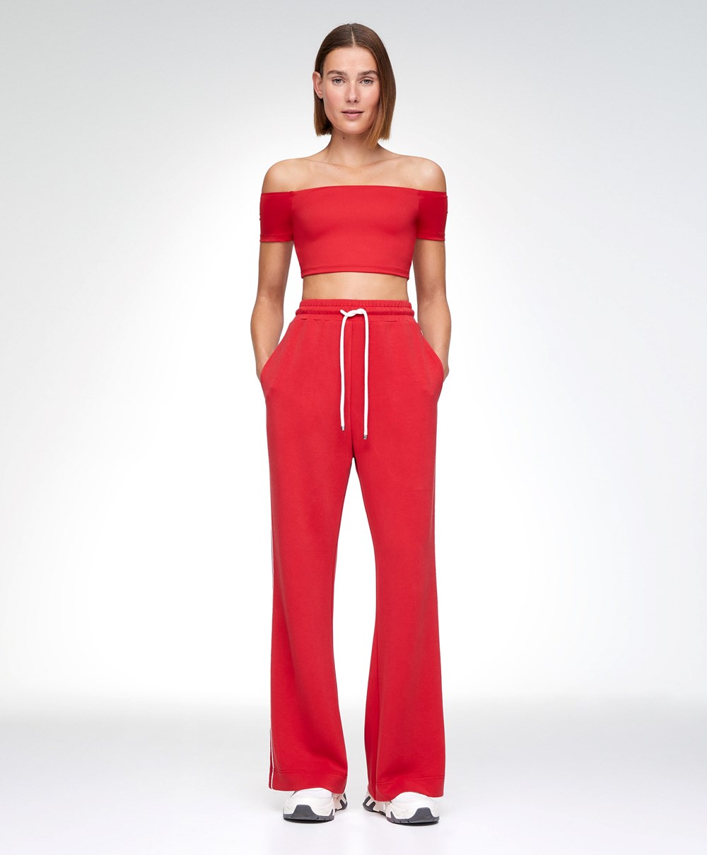 Red Oysho Comfortlux Off-the-shoulder Top With Cups | LFXT92163