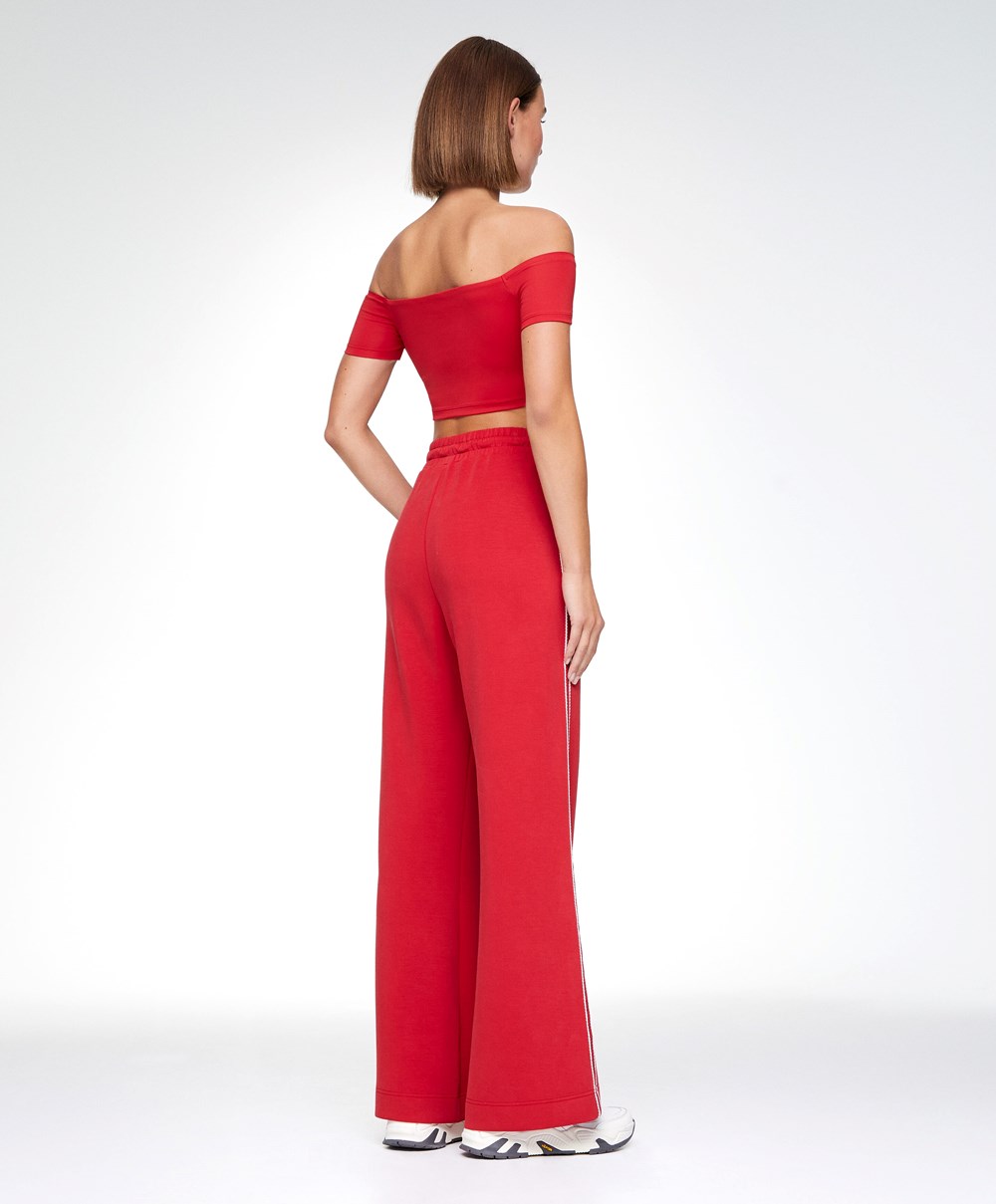 Red Oysho Comfortlux Off-the-shoulder Top With Cups | LFXT92163