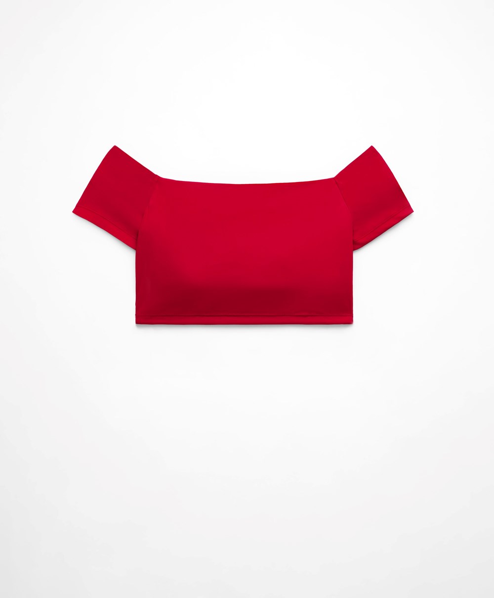 Red Oysho Comfortlux Off-the-shoulder Top With Cups | LFXT92163