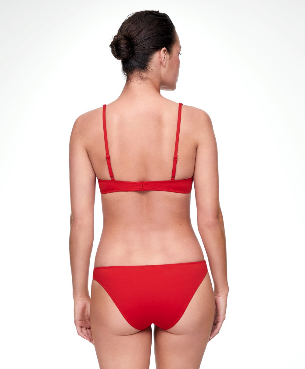 Red Oysho Continuous Underwire Halter Neck Bikini Top | BFOT68352