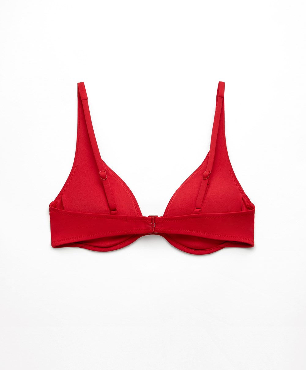 Red Oysho Continuous Underwire Halter Neck Bikini Top | BFOT68352