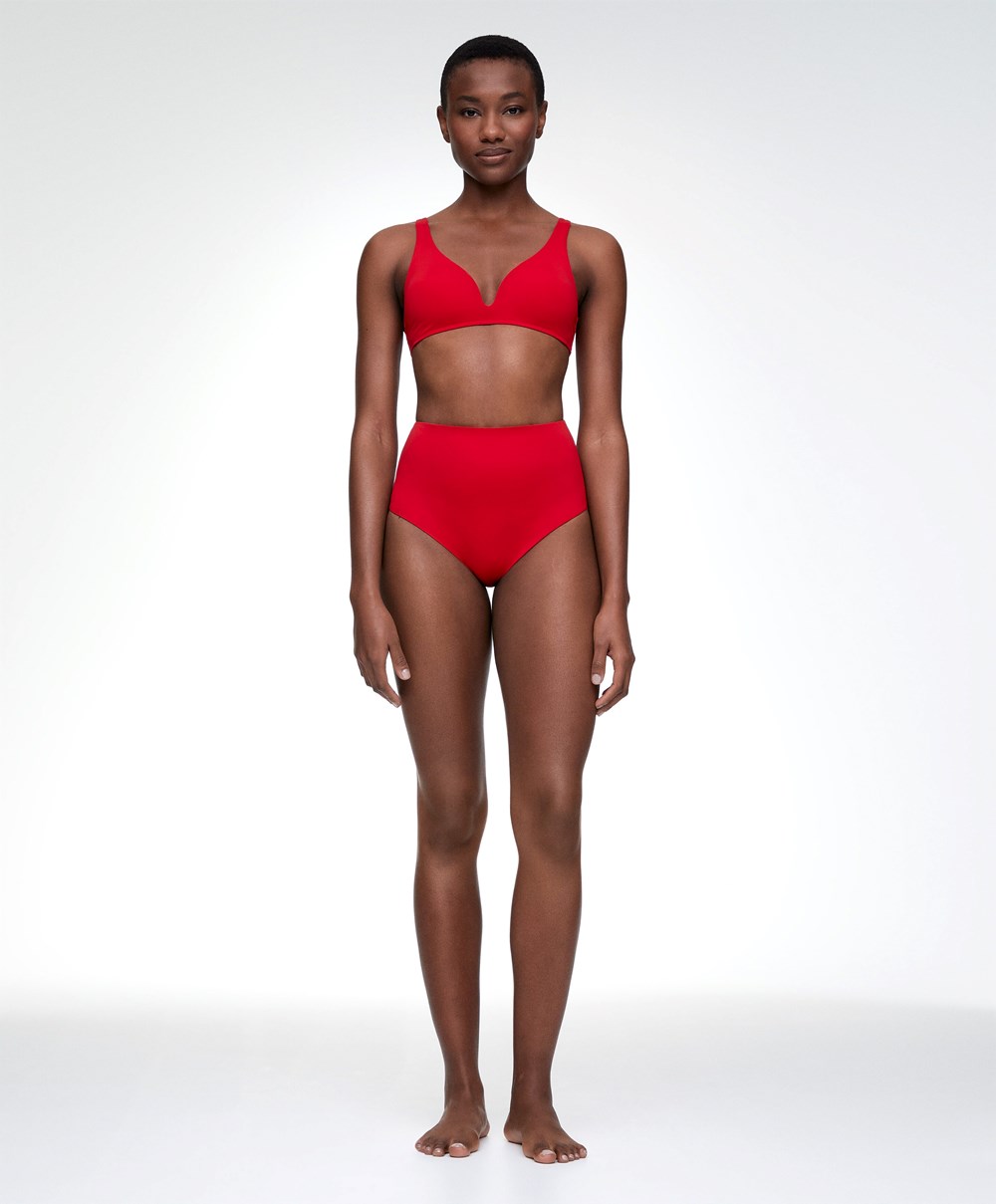 Red Oysho Halterneck Bikini Top | HFYR57903