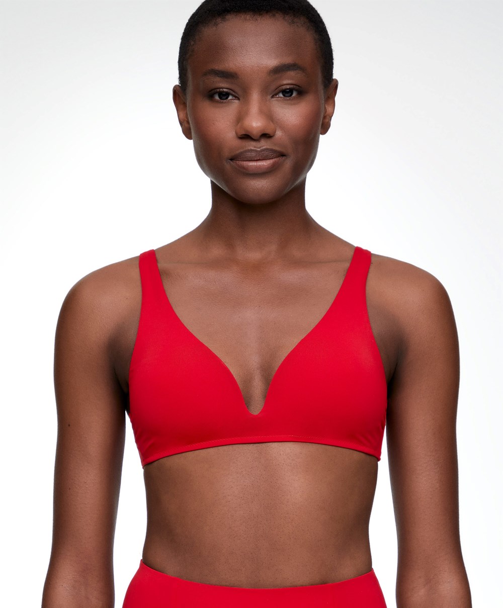 Red Oysho Halterneck Bikini Top | HFYR57903