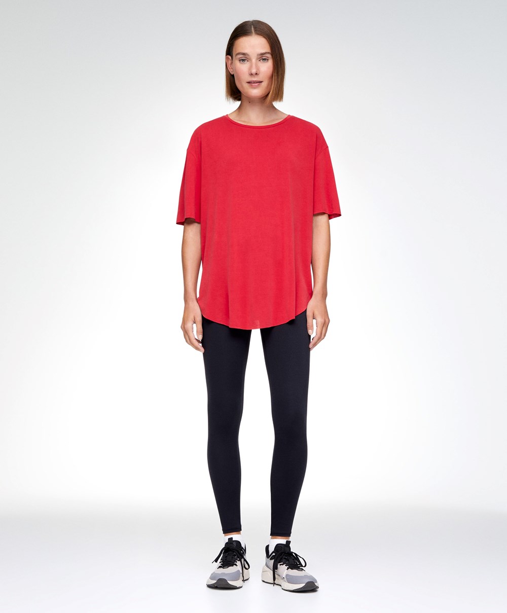 Red Oysho Modal Short-sleeved T-shirt | MQVF74862