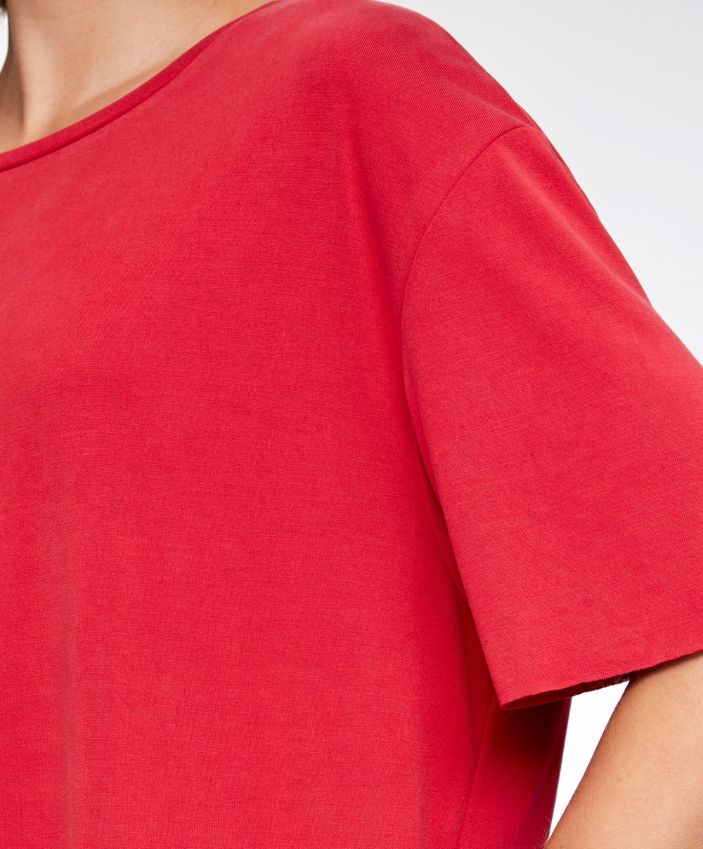 Red Oysho Modal Short-sleeved T-shirt | MQVF74862