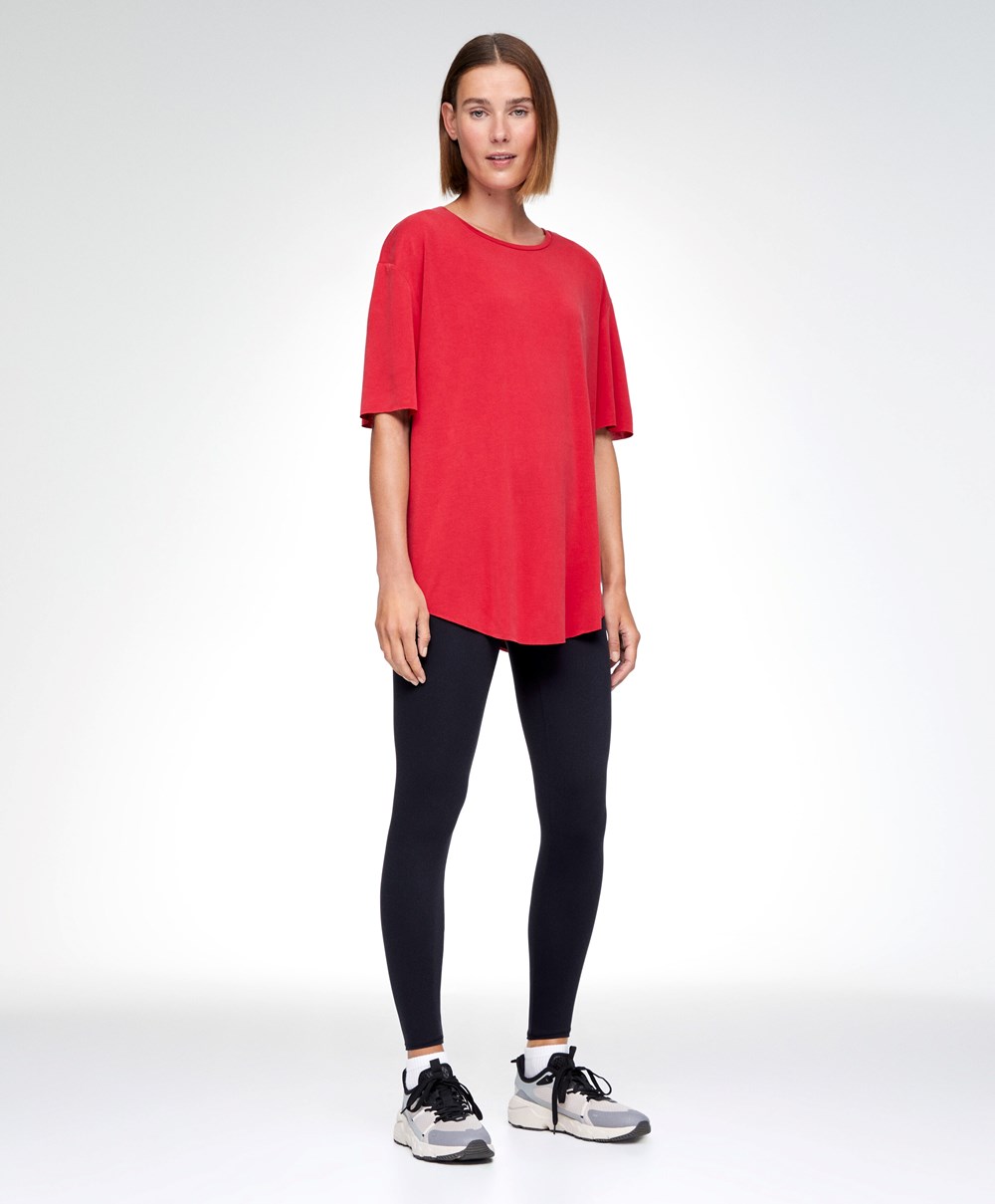 Red Oysho Modal Short-sleeved T-shirt | MQVF74862