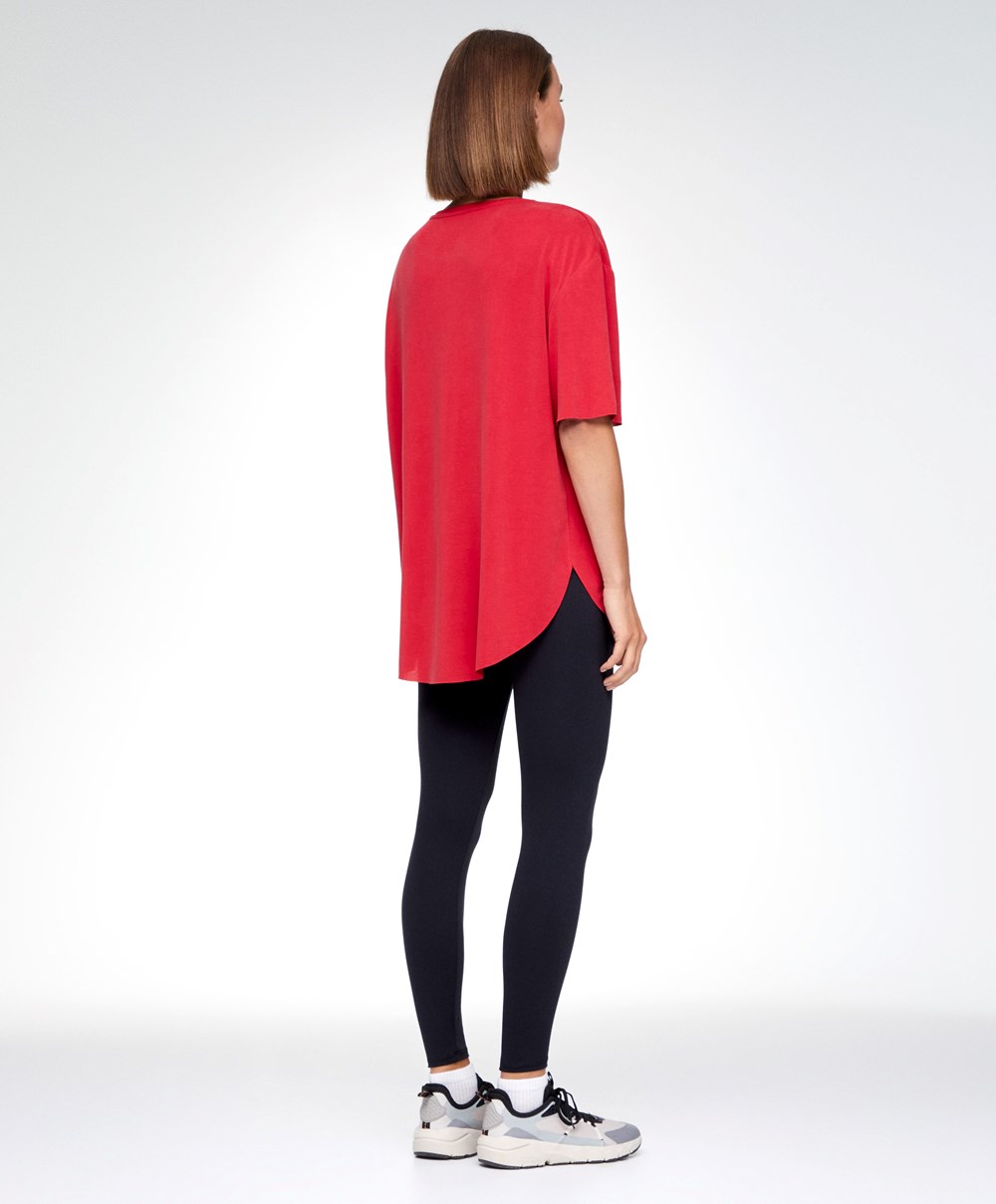 Red Oysho Modal Short-sleeved T-shirt | MQVF74862