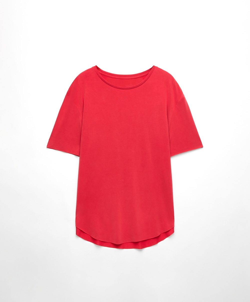 Red Oysho Modal Short-sleeved T-shirt | MQVF74862