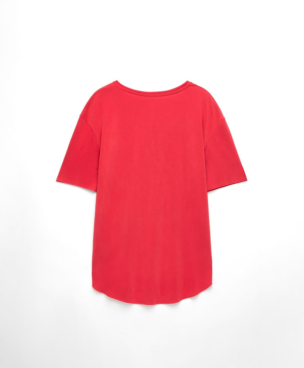 Red Oysho Modal Short-sleeved T-shirt | MQVF74862