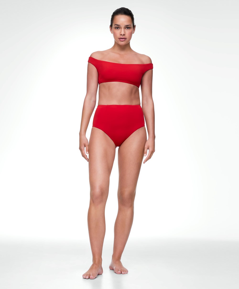 Red Oysho Off Shoulder Bikini Top | WDUJ27390