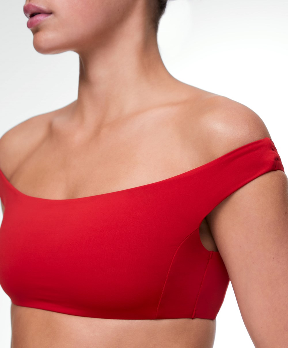 Red Oysho Off Shoulder Bikini Top | WDUJ27390