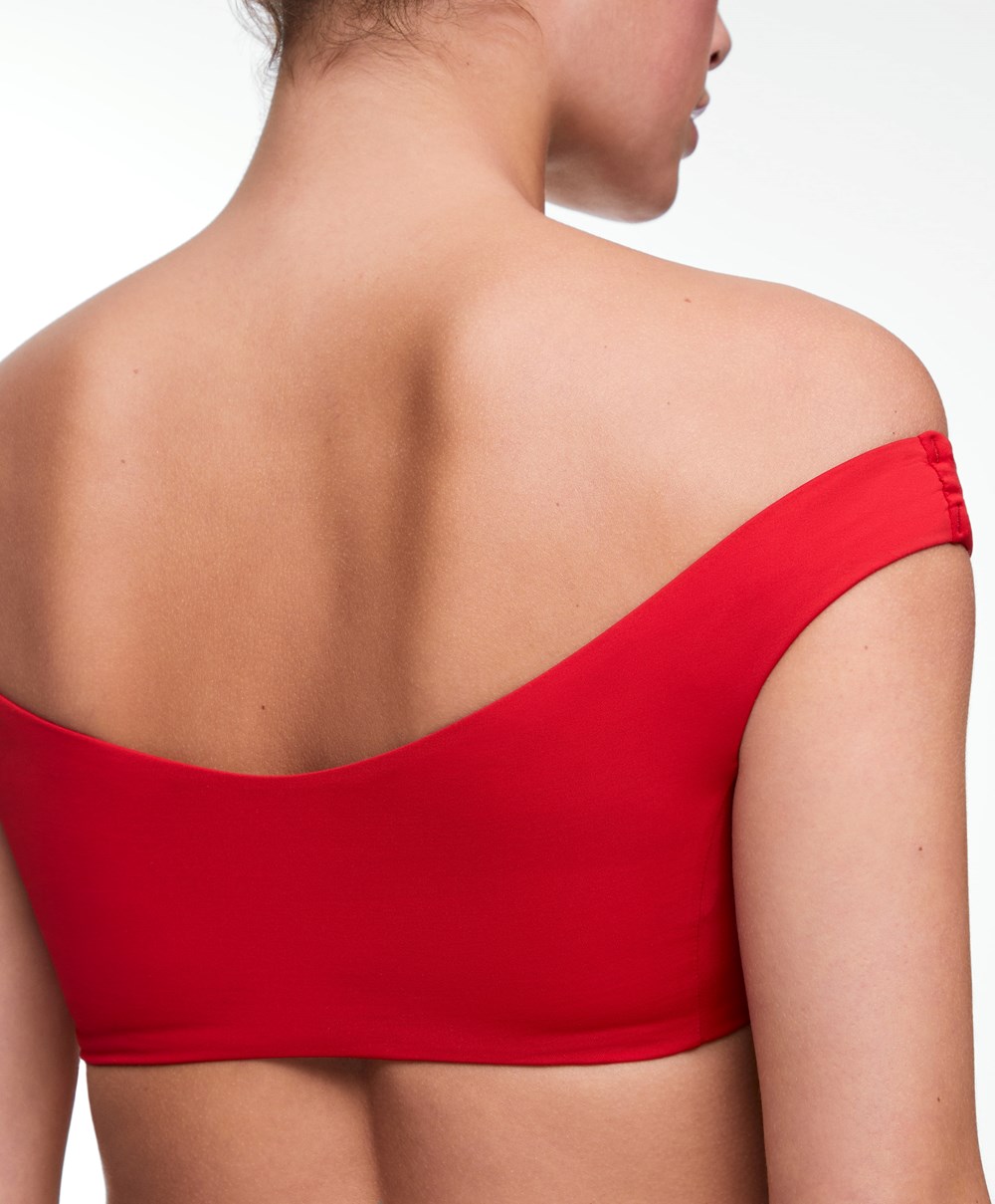 Red Oysho Off Shoulder Bikini Top | WDUJ27390