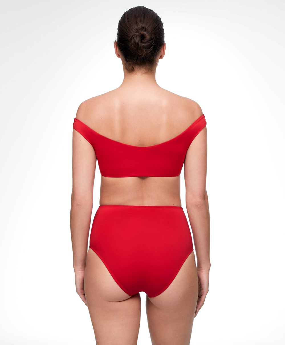 Red Oysho Off Shoulder Bikini Top | WDUJ27390