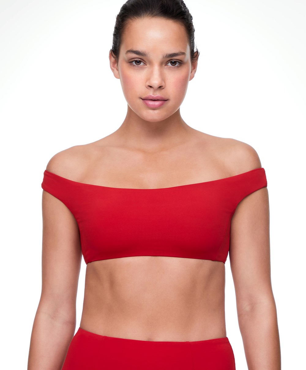 Red Oysho Off Shoulder Bikini Top | WDUJ27390