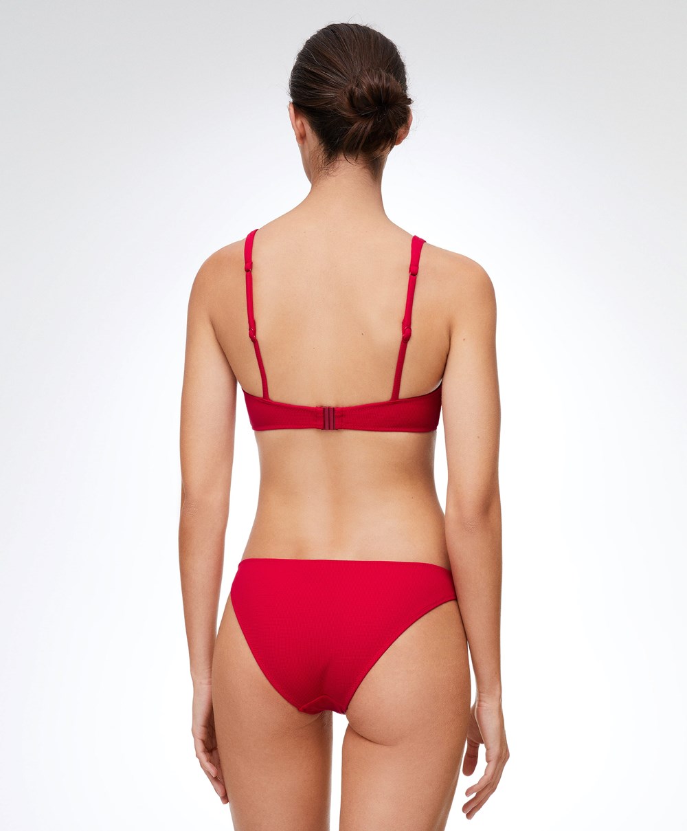 Red Oysho Piqué Halterneck Bikini Top | FIQN68014