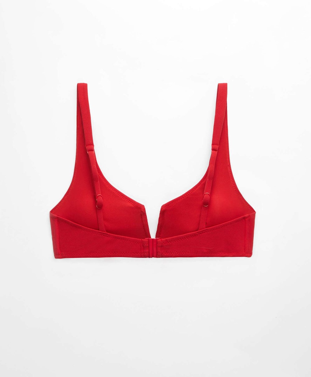 Red Oysho Piqué Halterneck Bikini Top | FIQN68014