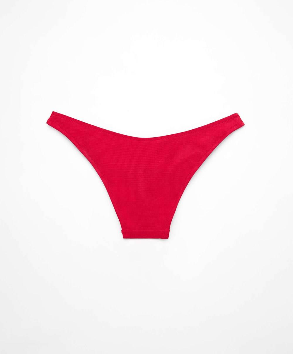 Red Oysho Piqué Mid-rise Bikini Briefs | DLWS64805